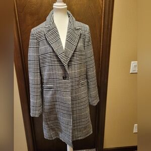 Joe Fresh Gray & Black Plaid Coat